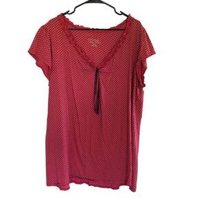 Cacique sleep wear shirt plus size 22/24 polka dot pink black